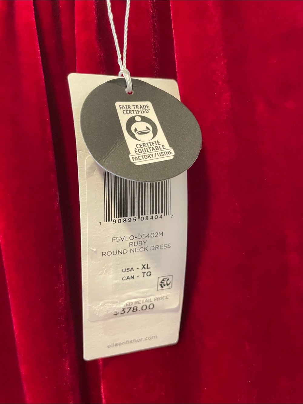 EILEEN FISHER Ruby Round Neck Velvet Maxi Dress Size XL, NWT - Picture 3 of 14